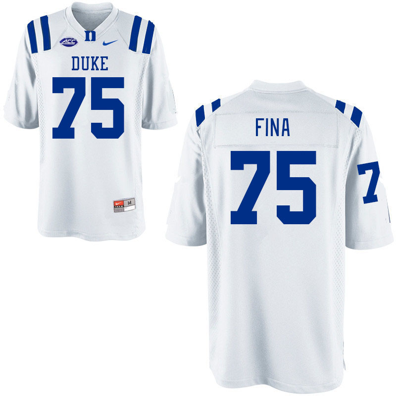 Men #75 Bruno Fina Duke Blue Devils College Football Jerseys Stitched-White